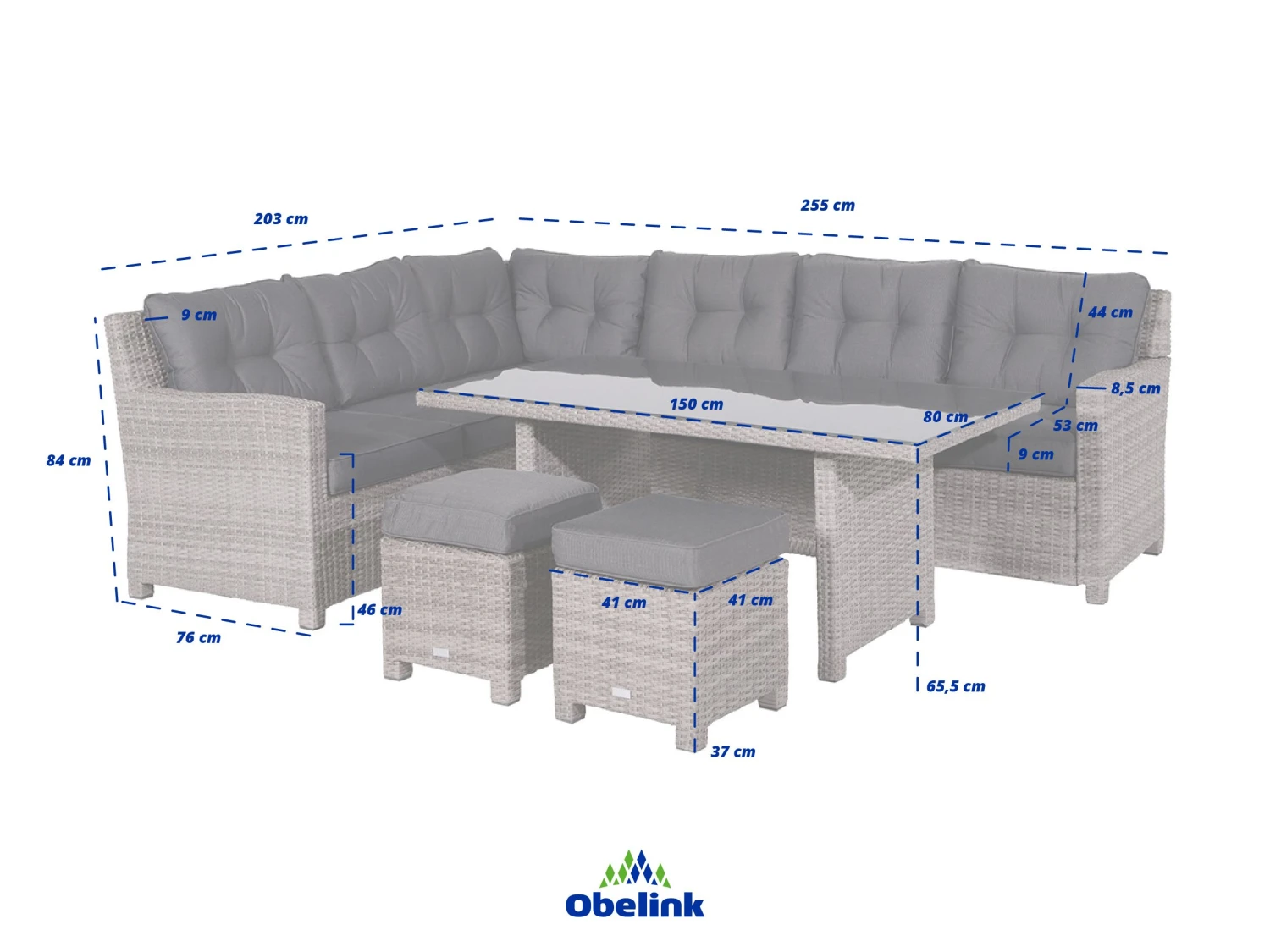Outdoor Feelings Blue Reflex Dining Linkse Loungeset 6 Outdoor Feelings Blue Reflex Dining Linkse Loungeset - Afbeelding 4
