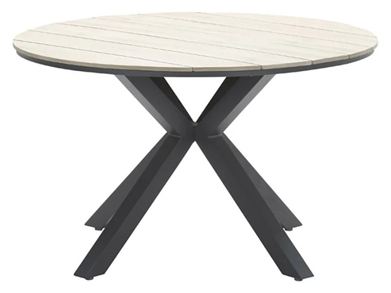 Outdoor Feelings Edson Carbon Black Light Teak Ø 122 Cm Tuintafel 3 Outdoor Feelings Edson Carbon Black Light Teak Ø 122 Cm Tuintafel