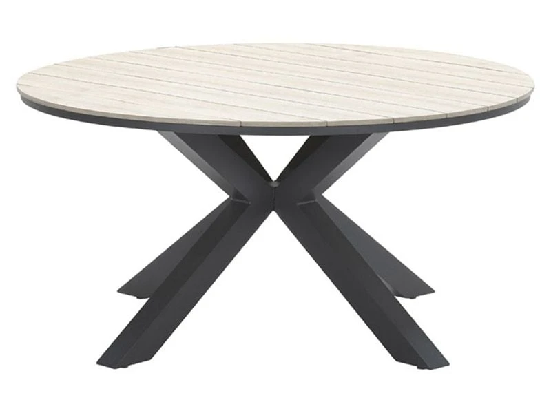 Outdoor Feelings Edson Carbon Black Light Teak Ø 148 Cm Tuintafel